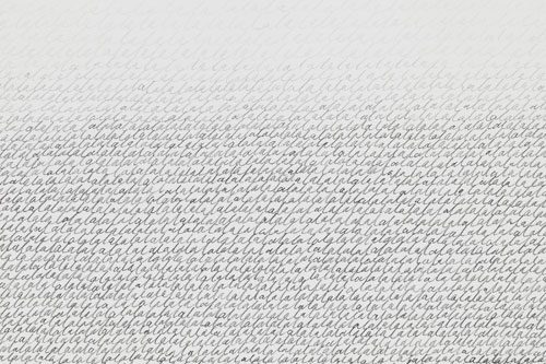 A white fabric with some writing on it