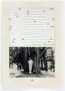 Solfege collage above vintage photo of man standing