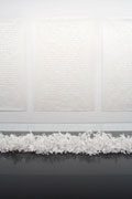 White textured wall panels with shredded trim