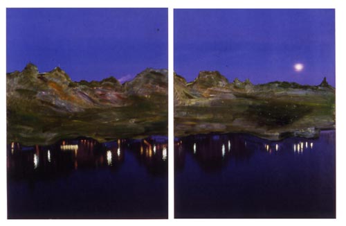 Mt. Copenhagen By Moonlight, 2000 Oil on photograph