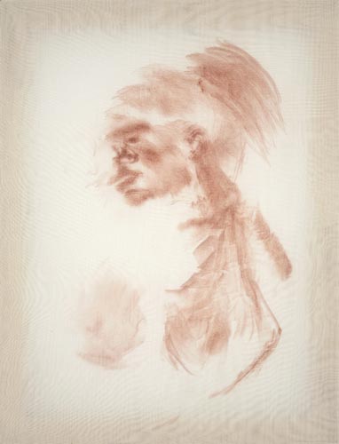Rubbing of Me, 2009, conte crayon on muslin, 25"x30".